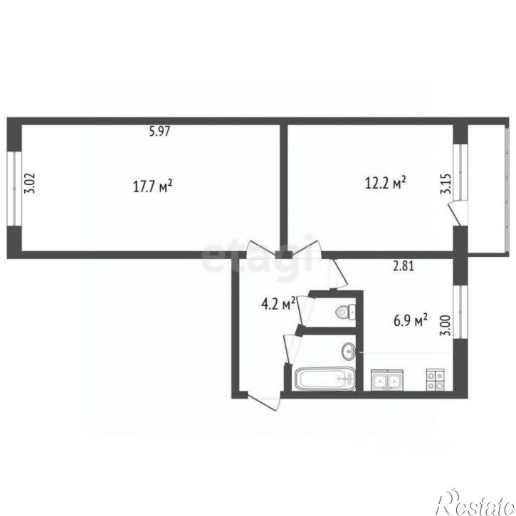 2-комн квартира Советско-Гаванский район
