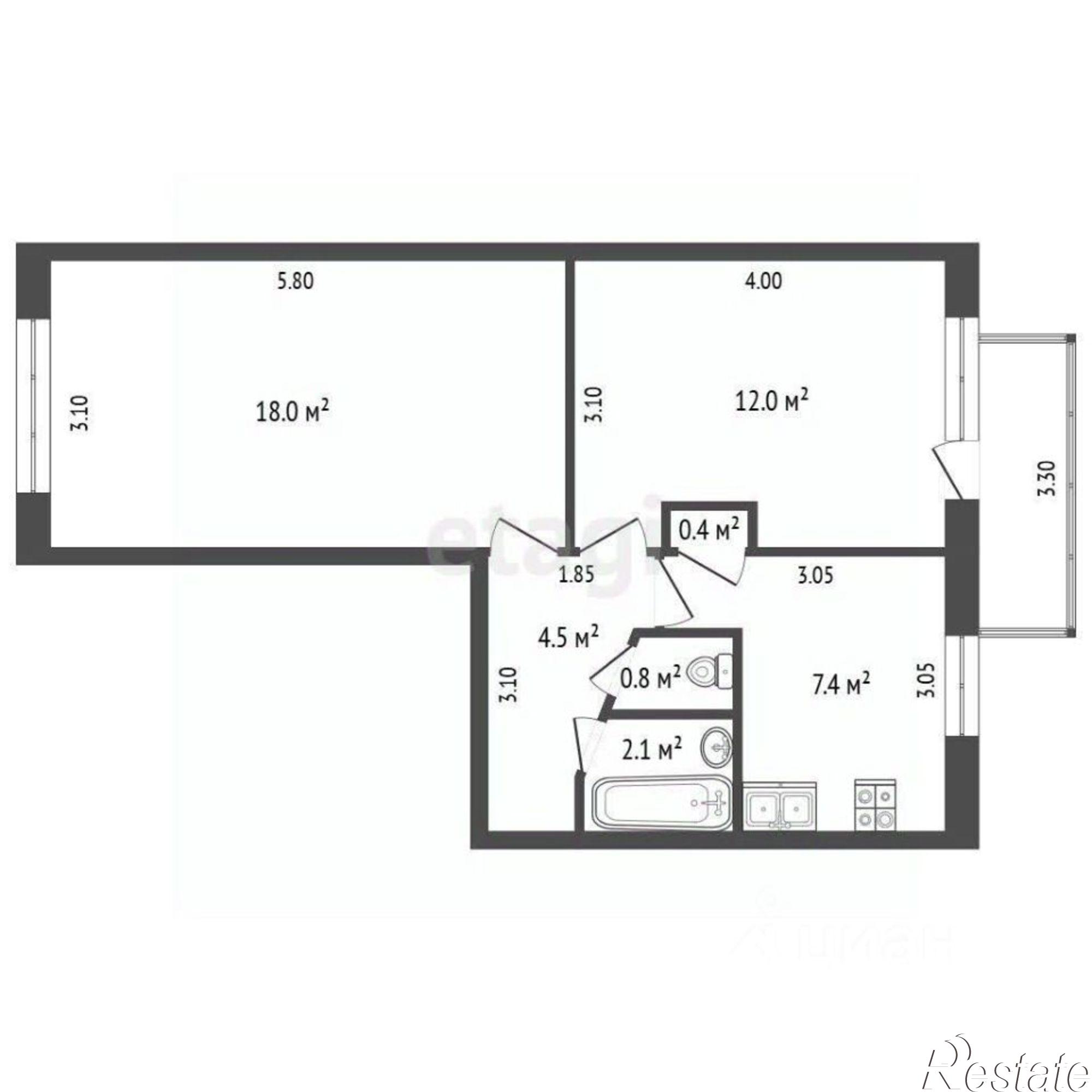 Купить квартиру за 2 200 000 рублей на проспект Строителей, 44