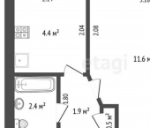 1-комн, 21кв м, этаж 5/5 пр-кт Мира, 13