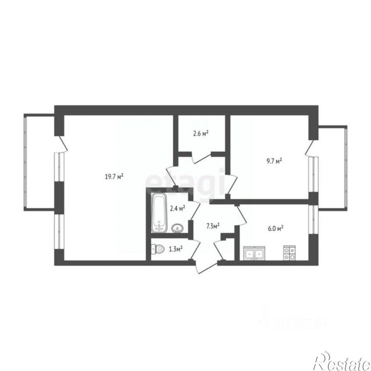 2-комн квартира Октябрьский проспект, 6,  д. 6