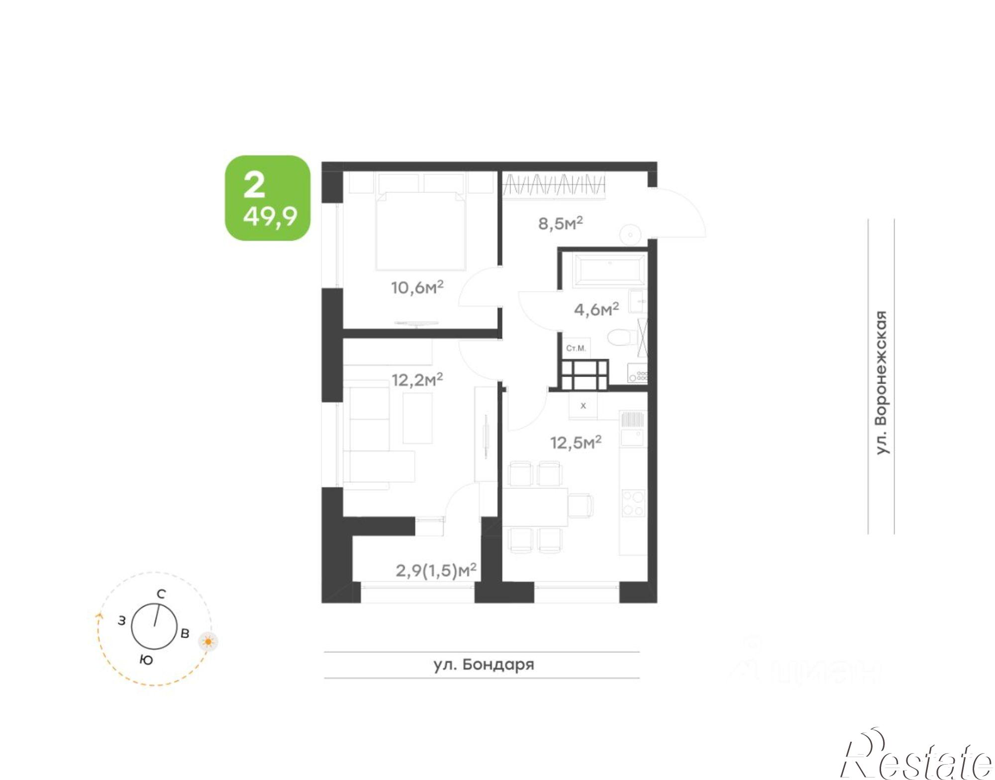 Купить квартиру за 7 677 800 рублей на Воронежская улица