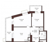 2-комн, 61 кв м, этаж 5/23 Советская улица, 33