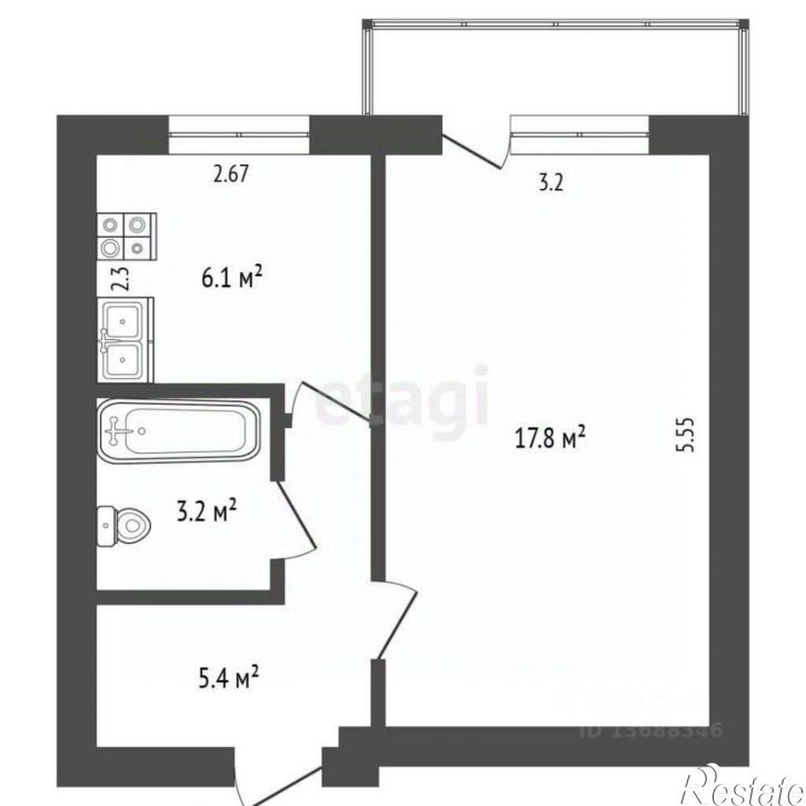 1-комн квартира улица Луначарского, 138,  д. 138