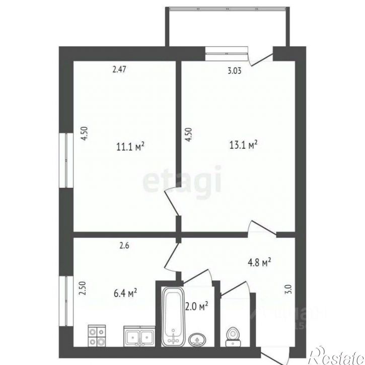 2-комн квартира ул Центральная, 33,  д. 33