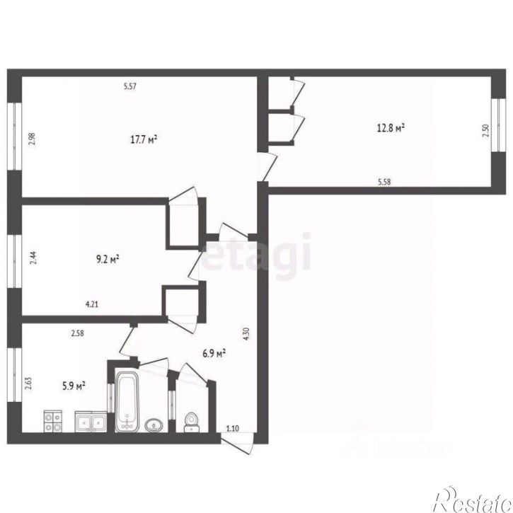 3-комн квартира ул Наумова, 8,  д. 8