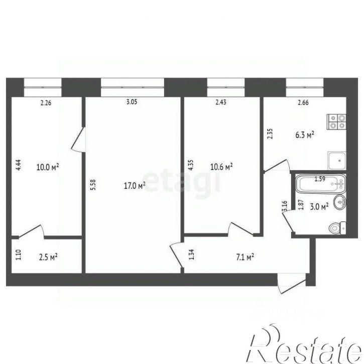 3-комн квартира улица Станюковича, 31А,  д. 31А